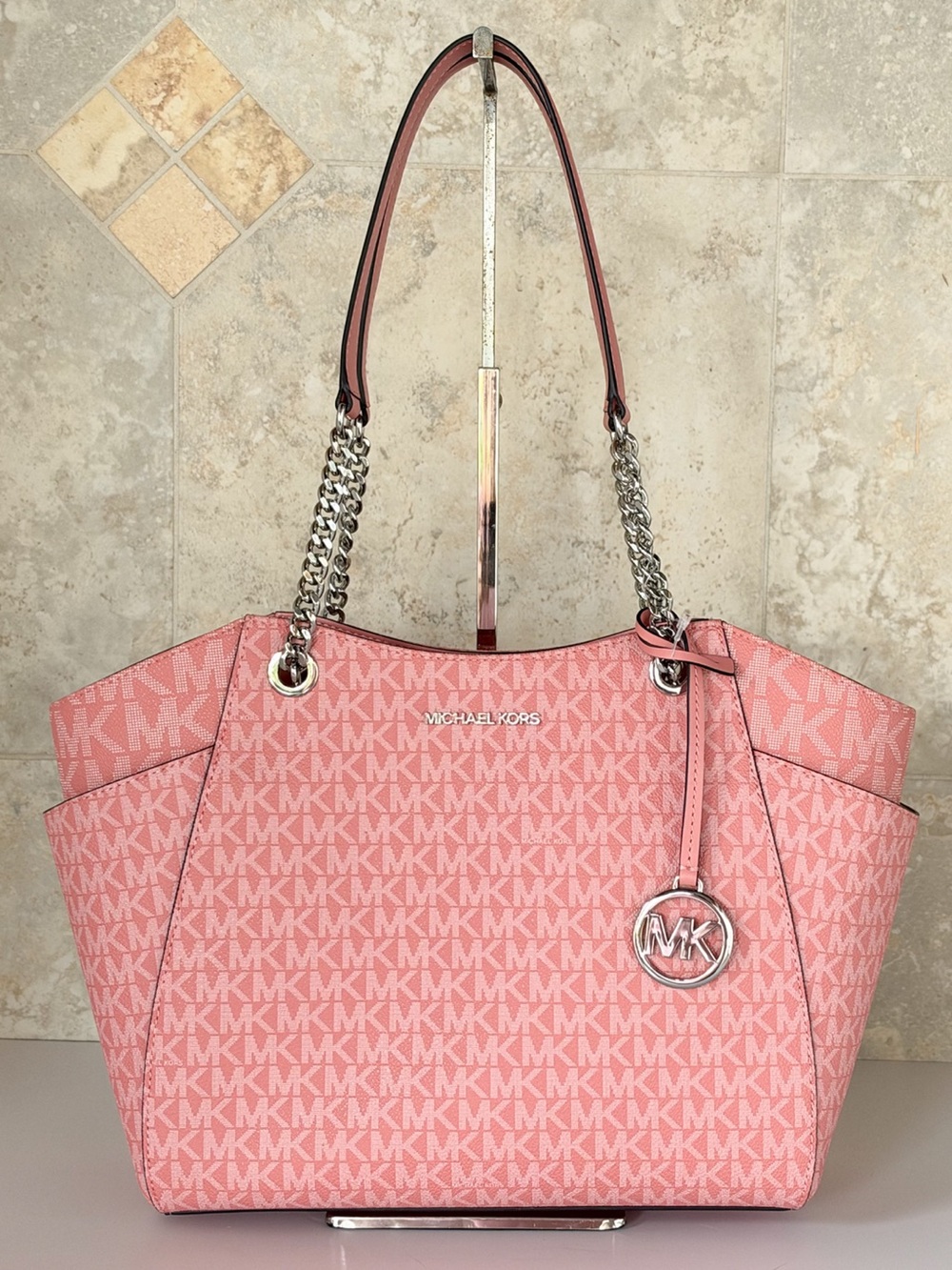 Michael Kors Jet Set Travel LG Tote Shoulder Chain Bag Tea Rose